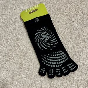 Black and Gray Yoga Toe Socks with grips, Small/Medium
